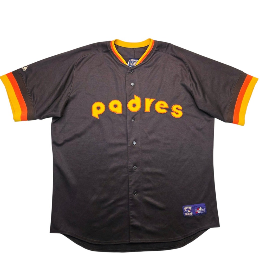Majestic San Diego Padres Cooperstown Collection Brown Jersey Mens 2XL Made USA